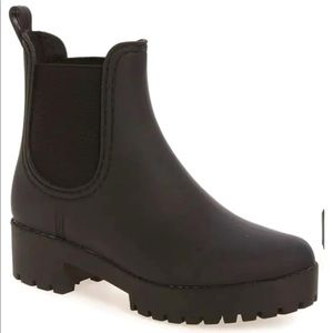 Jeffrey Campbell Black Waterproof Chelsea Rain Boots 8